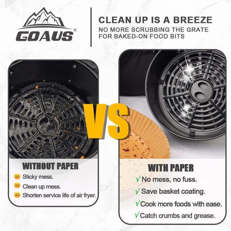 GOAUS Air Fryer 150 Pcs Round Paper Liners Disposable Large