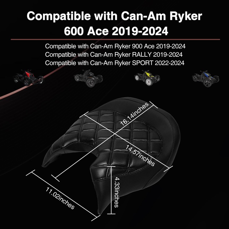 Rider Driver Seat for Can Am Ryker Black Wide And