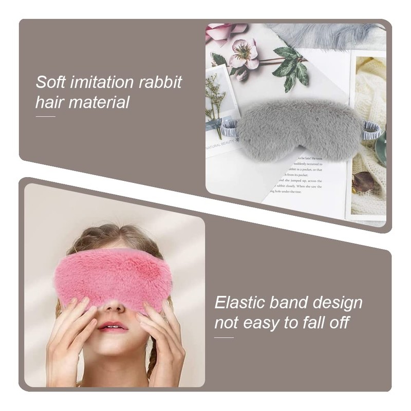 JorJorLer 4 Pcs Plush Silk Sleep Mask, Adjustable Rabbit Blindfold