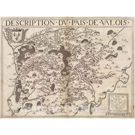 Historical Map, 1600-1699 Description du pais de Valois, Vintage Wall Art : 44in x 33in