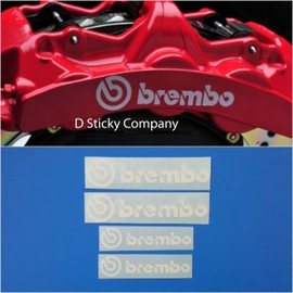 R&G D Sticky Company Decal Stickers, Set of 4, 6 Piston & 4 Piston High Temperature Brake Caliper (White)