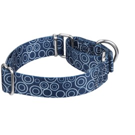 Dazzber Martingale Collars for Dogs, No Pull Anti-Escape Pet Collar, Heavy Duty for Medium Dogs, Adjustable 14 Inch to 21 Inch, Navy Blue - C.R.C