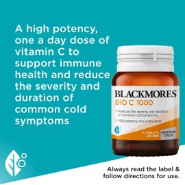 Blackmores Bio C 1000 | High Potency One-A-Day Dose of Vitamin C | Supports Immune System Health | 31 Tablets