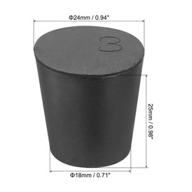sourcing map Rubber Tapered Plug 18mm to 24mm Solid Test Tubes Bungs Stopper Black for Lab Home 10 Pieces