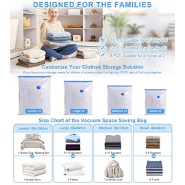 Bestash Vacuum Bags for Clothes, Duvets, Pack of 9 Vacuum Bags for Clothing, Travel Vacuum Bags with Pump for Travel and Clothes Storage & Organisation