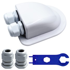 QIQN Solar Cable Guide Roof Feed-Through Solar Panels 2-Way IP68 ABS Waterproof with Wrench for Motorhome Photovoltaic RV Camper Satellite System Air Conditioning Caravan Boats