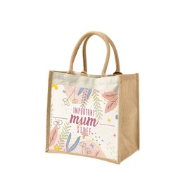 Mothers Day Gifts for Mum - Cotton Jute Shoulder Bag, Reusable Bags for Shopping, Mum Gifts, Book Bag, Travel Bag, Shopper Bags - Floral - Natur - S