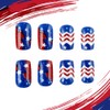 24 Pcs 4th of July Press On Nails Short Square,YEFIUO