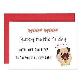 Serviky Cute Dogs Woof Card for Mom, Lovely Animal Mother’s Day Card for The Pet Lover, Hilarious Mom’s Day Card