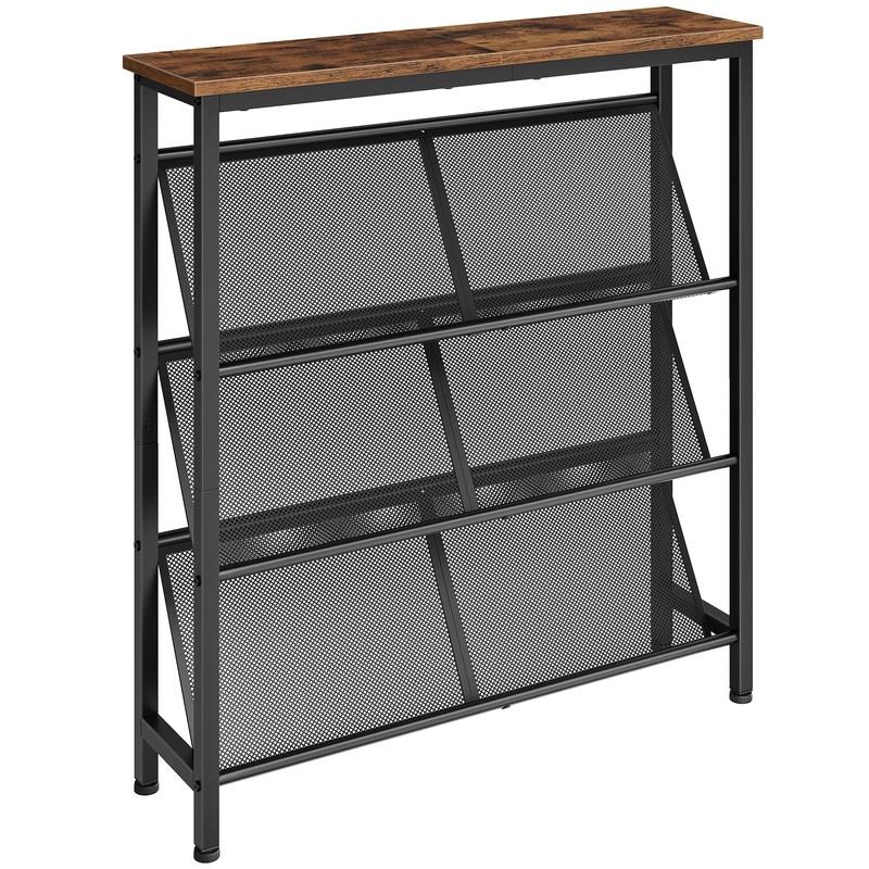 CHOEZON Shoe Rack, 4-Tier Slanted Shoe Storage Shelf, Narrow Shoe