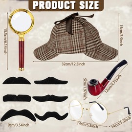 Horolam Detective Hat Costume Accessories, Detective Accessories Detective Outfit for Adults Men Women for Party (Brown)