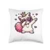 Cat Heart Shape Sunglasses Dabbing Dance Lover Throw Pillow