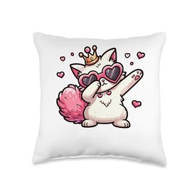 Cat Heart Shape Sunglasses Dabbing Dance Lover Throw Pillow
