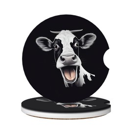 Neukim 2pcs Car Cup Holder Coaster Car Coaster Funny Cow Absorbent Car Coaster Absorbent Drink Coaster for Car Decor Auto Accessories
