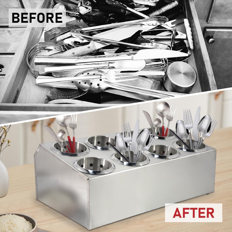 tonchean Commercial Utensil Holder for Kitchen Counter, Silverware Organizer 8