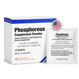 Phosphorus Supplements 12 Packets, Dietary Supplements Powder with Sodium Phosphate and Potassium Phosphate, Fruit Flavored Phosphorous Supplement Powder for Electrolyte, Bone Health & Kidney Health