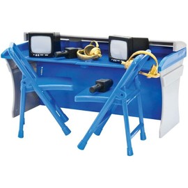 Figures Toy Company Blue and Gray Commentator Table Playset for WWE & AEW Wrestling Action Figures