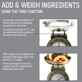 Taylor Mechanical Kitchen Weighing Food Scale with Bowl, Weighs up to 11lbs, Measures in Grams and Ounces, Food Scales for Kitchen, Green