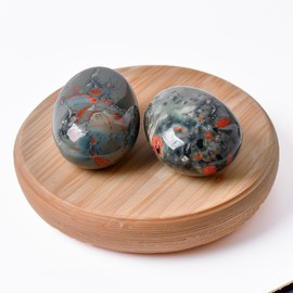 SigMntun Polished South African Blood Jasper Crystal Stones - 2 Pieces of 1.2-Inch Super Large Handpicked Natural Tumbled Gemstones for Reiki, Chakra Healing, and Home Decor