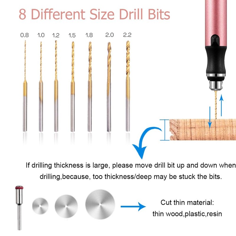 3-Speed Cordless Mini Drill Pen With 8 Small Drill Bits,Rechargeable