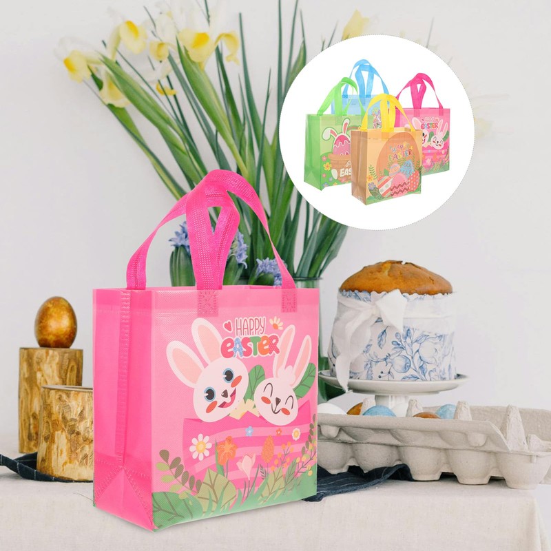 JOINPAYA 4pcs Easter Tote Bags: Reusable Bag Bunny Easter Egg