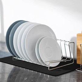 Dish Drying Mat for Kitchen Counter,Drying Mat for Dish Rack,Absorbent Hide Stain Rubber Mat,Coffee Mat, Kitchen Counter Mat (Black, 12"x19")