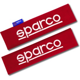 Sparco SPC1204RD Protector de cinturón de Seguridad Acolchado para Viajes en Coche, 2 Unidades, Rosso