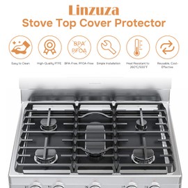 Linzuza Guards for Gas Stove Top Protector Covers 0.3mm Cuttable,Heat Resistance Burner Covers Stove Mat Protector，Safe Reusable Easy Cleanable Gas Guards Stove Covers for Gas Stove