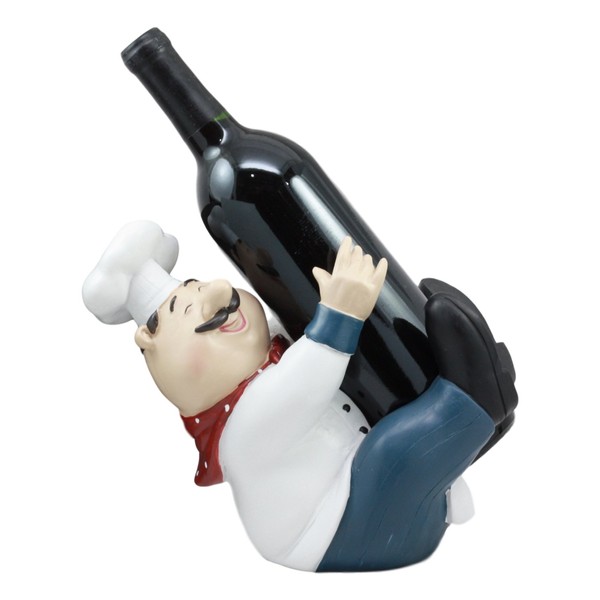 Ebros For The Love Of Wine Fat Chef Marco Hugging Wine Bottle Holder Figurine Kitchen Countertop Wine Cellar Hosting Table Decor Piece