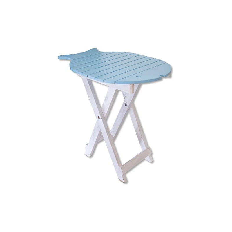 Beachy Folding Table - Fish Light Blue 19 x 20