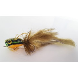 FISHIN ADDICT Frog pike fishing fly zonker Size 2 / 130mm with popper head + weedguard (GREEN)