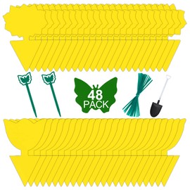 48 Pack Fruit Fly Traps for Indoors Plants Fungus Gnat Killer Trap Outdoor, Sticky Fly Catcher for House Outdoor, Flying Insects, Fungus Gnats, Flies