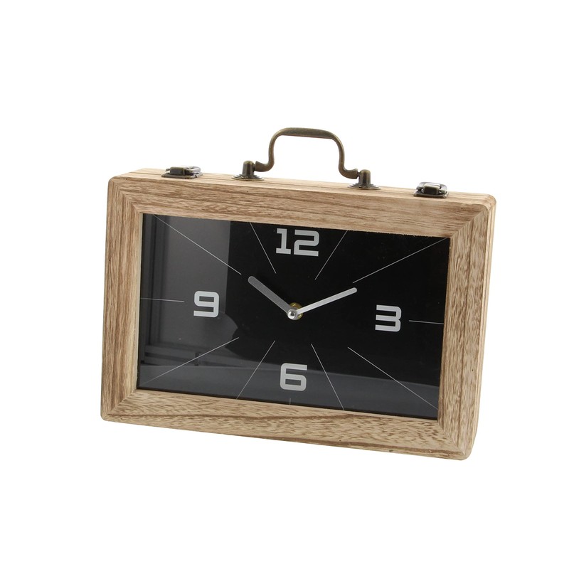 Deco 79 Wood Encased Clock, 12" x 3" x 8",