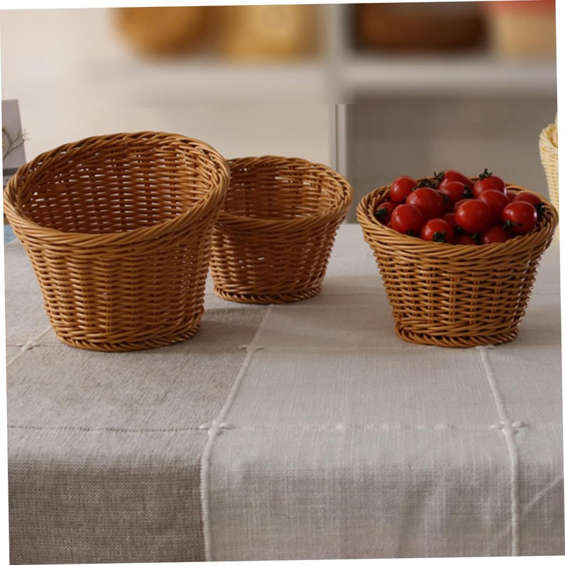 MAGICLULU Simulated Rattan Storage Basket Plastic Vegetable Basket Fruit Container