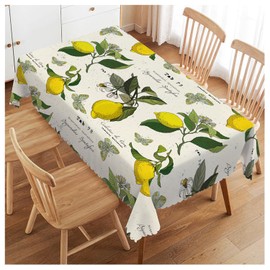 Walmsco Tablecloth Yellow Lemon Butterfly Decor For Dining Room Kitchen Rectangular Table Cover 132 * 178cm