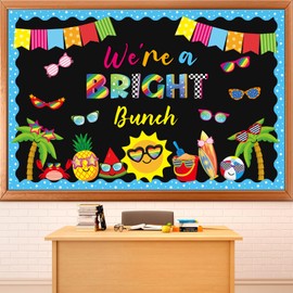 gisgfim Sun Sunglasses Bulletin Board Decorations Summer Hawaiian Paper Cutouts Tropical We’re A Bright Bunch Classroom Bulletin for Back to School Teacher Student Door Wall Chalkboard Decor Supplies