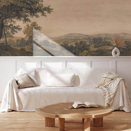 MUDECOR Wall Mural Vintage Countryside Landscape Illustrations Removable Self-Adhesive Wallpaper Wall Decoration for Bedroom Living Room - 48"x72"