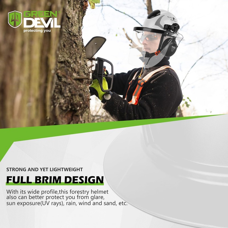 GREEN DEVIL Industrial Chainsaw Helmet with Face Shield Built in