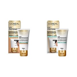 L'Oreal Paris bloqueador solar FPS 50 + L'Oréal Paris UV Defender anti-brillo tono medio, 40ml + bloqueador solar FPS 50 UV Defender anti-brillo, 40ml