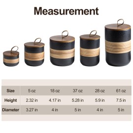 Miamolo Ceramic Jar with Lid, Coffee Container Kitchen Food Storage Jars for Spice Sugar Tea Bag, Stackable Decorative Jars for Countertop, Black & 18 fl.oz