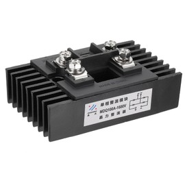 PATIKIL MDQ100A Rectifier Diode with Radiator, 1 Pcs Bridge Rectifier 100A 1600V Electronic Silicon Diodes for Converting AC Power to DC Power, Black