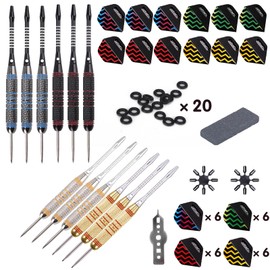 Turnart Darts Metal Tip Set - Steel Tip Darts Darts Set Professional Metal Darts Dart Board Set 12 Pcs 24 Gram 20 O-Rings Aluminum Darts Shafts 24 Extra Flights Darts Tool (Golden)