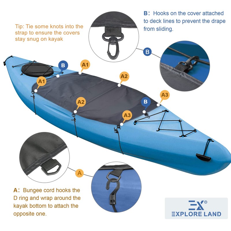 Explore Land Universal Kayak Cockpit Drape Waterproof Seal Cockpit Cover