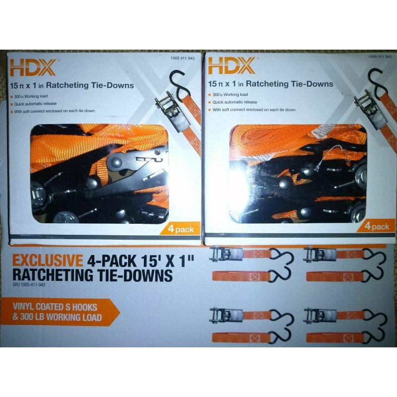 HDX Exclusive bright orange safety HDX 4-pack, 15' x 1"