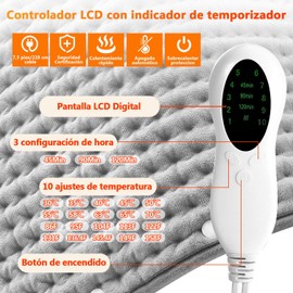 Lukovee Almohadilla Térmica, Cobijas Eléctricas Compresa para Alivio de Dolores de Hombros Cuello Espalda, 10 Ajustes de Temperatura Almohadilla de Calefacción Rápida, Auto Apagado, Suave, Lavable