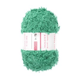 MECCANIXITY Fur Yarn Soft Fluffy Chunky Yarn Fuzzy Eyelash Yarn Lake Green for Crocheting Knit Clothes Bag - 55Yard/50m, 3.46ozx1