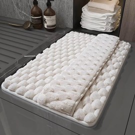 LUGHURS Thickened Memory Foam Bath Mat – Ultra Absorbent, Non-Slip, Quick-Dry Foot Mat – Perfect for Bathroom Comfort & Safety (White, 16 x 24, Rectangular)