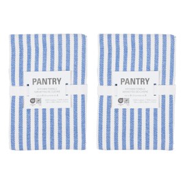 KAF Home Premium Kitchen Towels (18" x 28"), Large 100% Cotton, Flat & Terry Absorbent Dish Towel Set (Blue, 18 x 28-6 Pack)