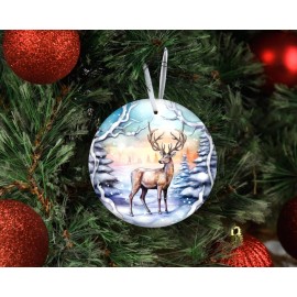 Twisted R Design Christmas Bauble Deer Ceramic Christmas Ornament, Christmas Tree Decoration