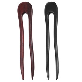 2Pcs U Shape Wooden Hair Sticks Handmade Carved Wood French Hair Forks with Cute Cat Design 2-Prong Vintage Wood Hair Pins for Women Girls Chignon Bun Updo Hairstyle Accessories